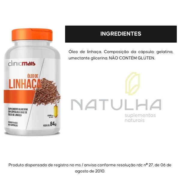 Encontraproduto.com.br - Óleo de Linhaça (1000mg) 60 Cápsulas - Chá Mais