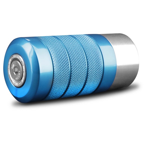 Encontraproduto.com.br - Manopla Câmbio Bola Esportiva Tuning Recartilhada Azul e Prata Polida Shutt Universal