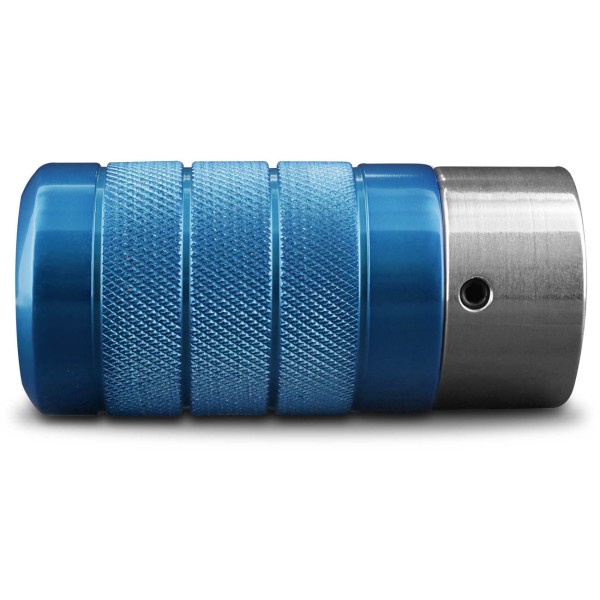 Encontraproduto.com.br - Manopla Câmbio Bola Esportiva Tuning Recartilhada Azul e Prata Polida Shutt Universal