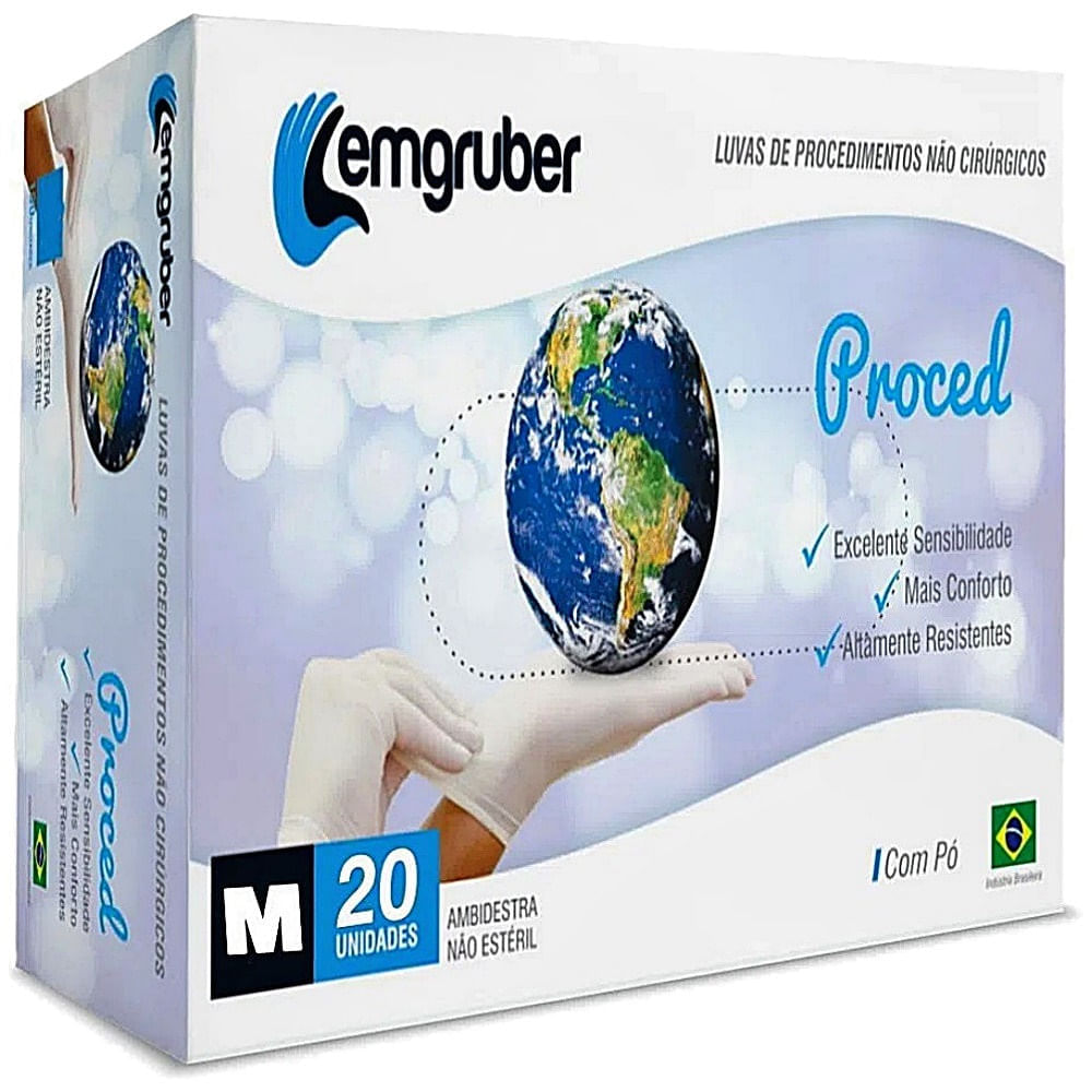 Encontraproduto.com.br - Luva Procedimentos Proced com Pó Tam M - 20 luvas