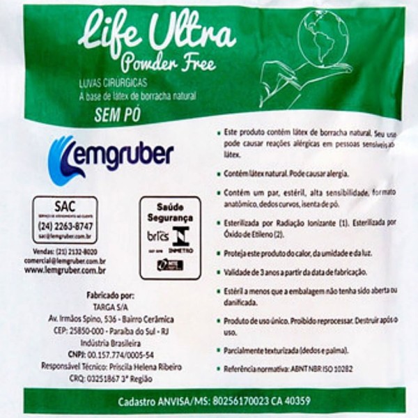 Encontraproduto.com.br - Luva Cirúrgica Life Ultra Powder Free Estéril sem Pó 8.0 - 01 par