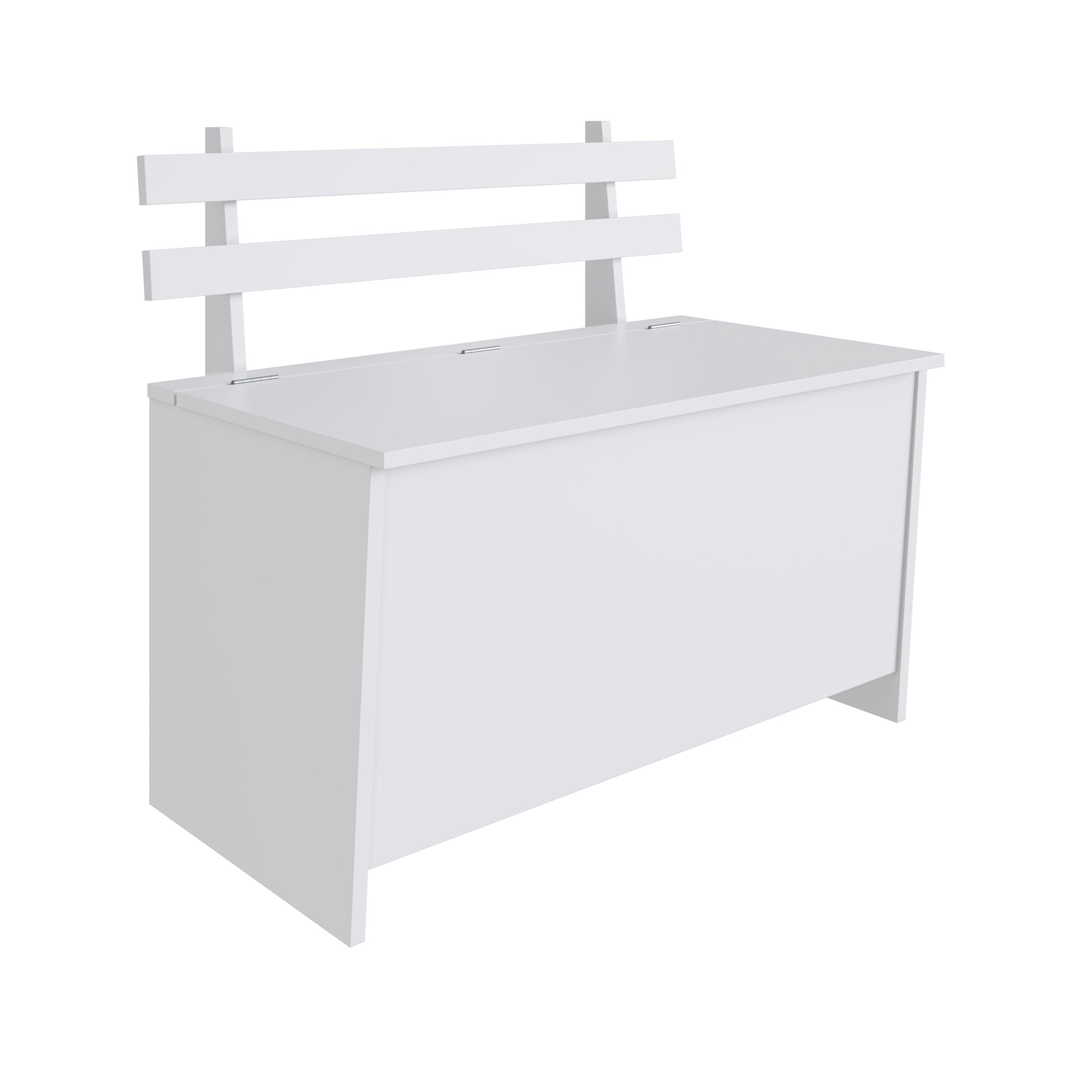 Encontraproduto.com.br - Banco com Baú com Encosto Ripado em MDP - Branco