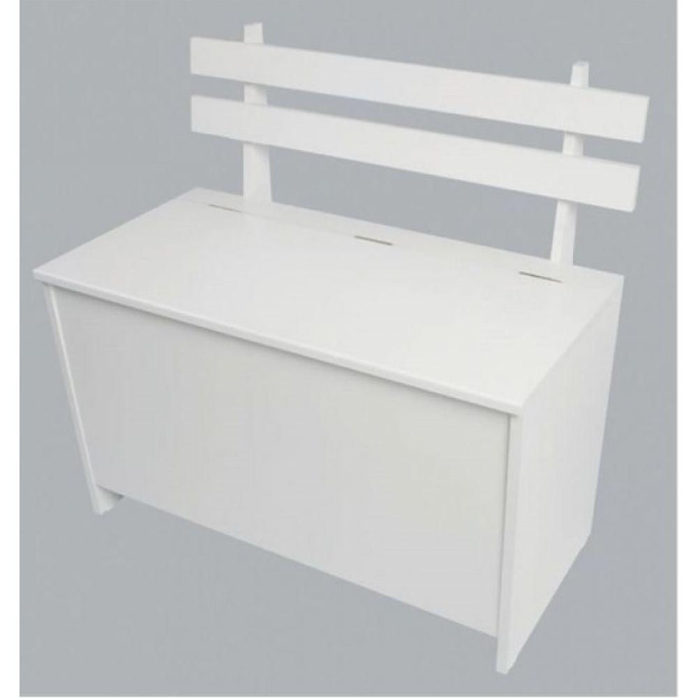 Encontraproduto.com.br - Banco com Baú com Encosto Ripado em MDP - Branco