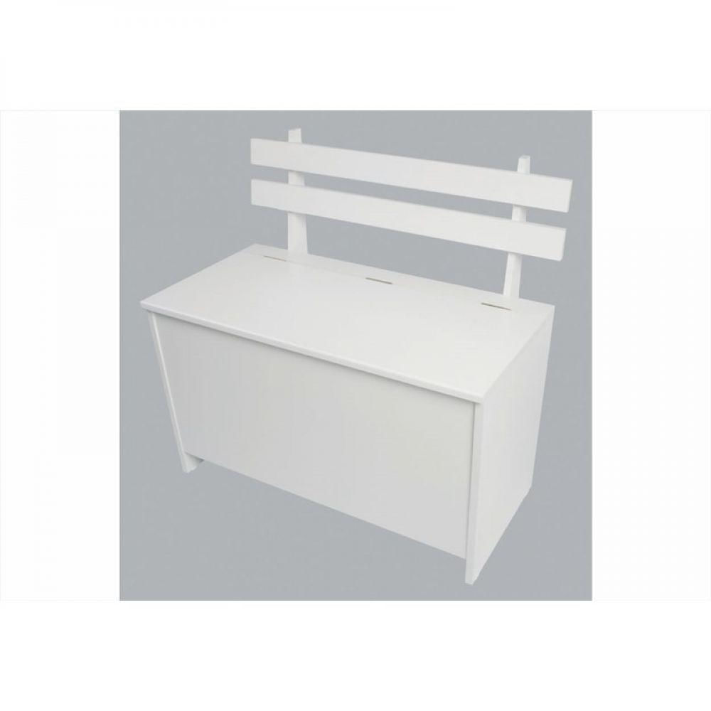 Encontraproduto.com.br - Banco com Baú com Encosto Ripado em MDP - Branco