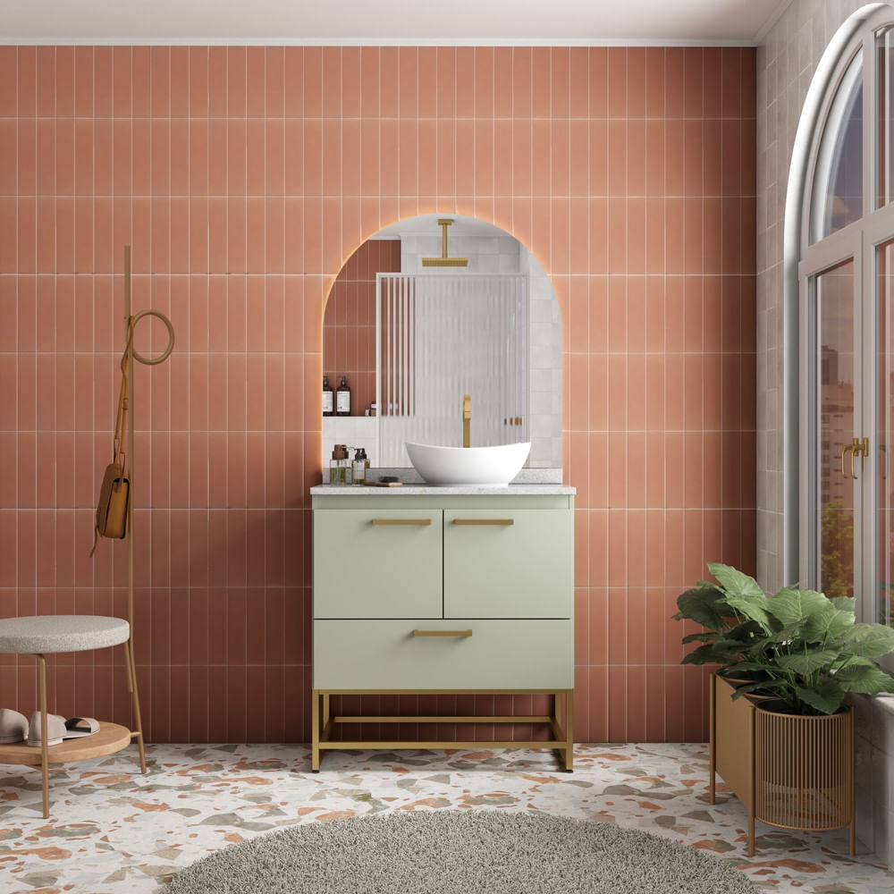 Encontraproduto.com.br - Toucador Suez 80cm Com Pes+Granito Sem Cuba Verde/Branco Cozimax