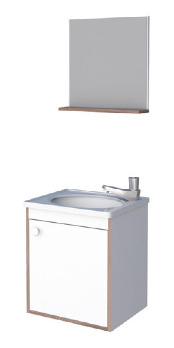 Encontraproduto.com.br - Kit Toucador Com Lavatório Pérola Branco/Tamarindo Cozimax