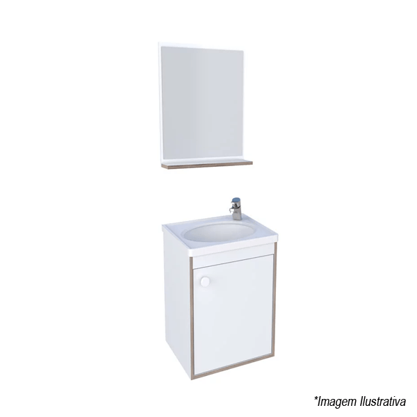 Encontraproduto.com.br - Kit Toucador Com Lavatório Pérola Branco/Tamarindo Cozimax
