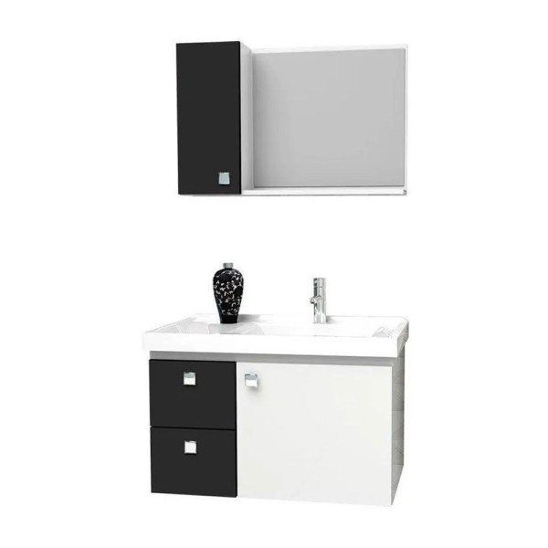 Encontraproduto.com.br - Gabinete para Banheiro 60cm MDF Moara Preto 59,6x38,3x35,4cm - Cozimax