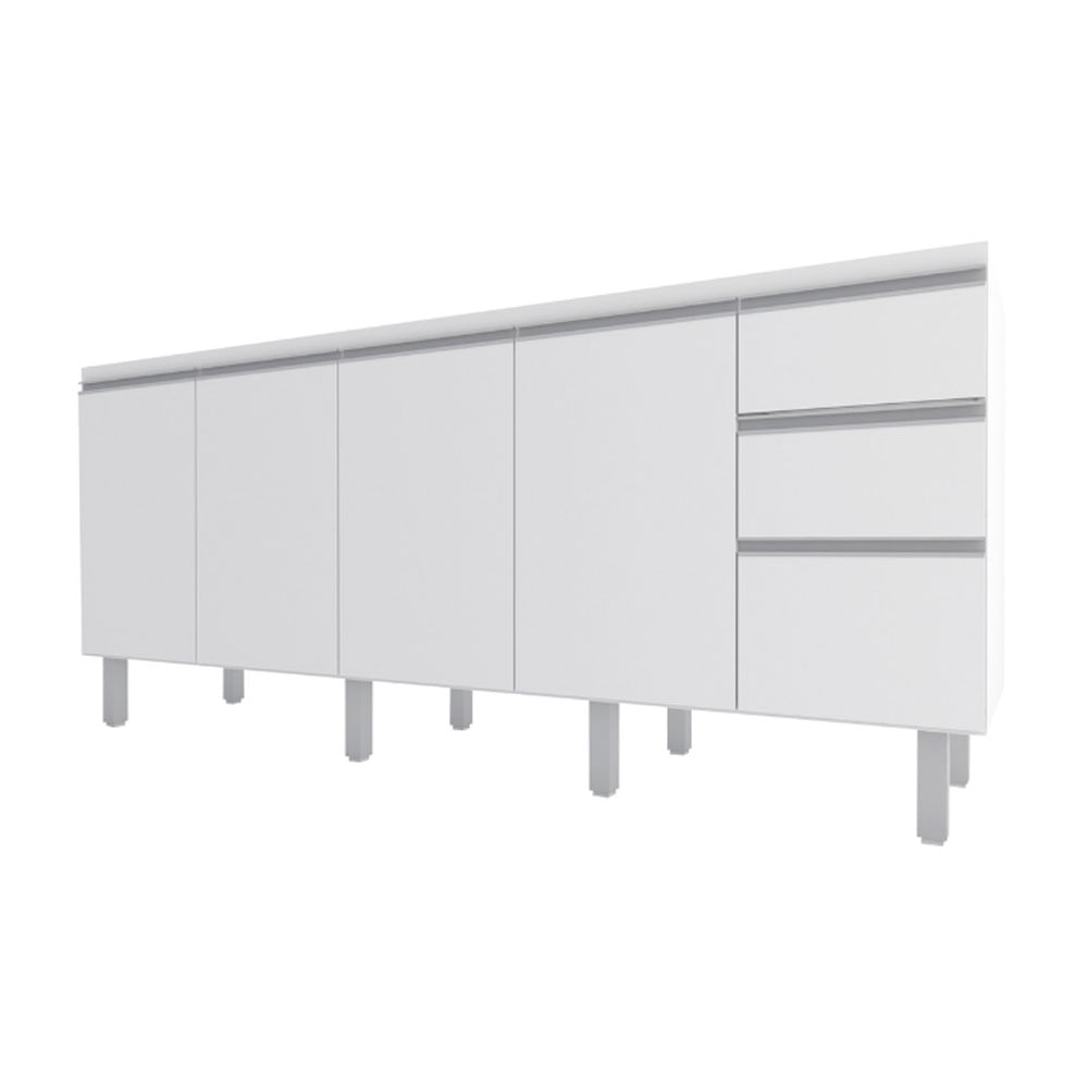 Gabinete para Cozinha 200cm MDF Potira Branco 194x87x49,5cm - Cozimax