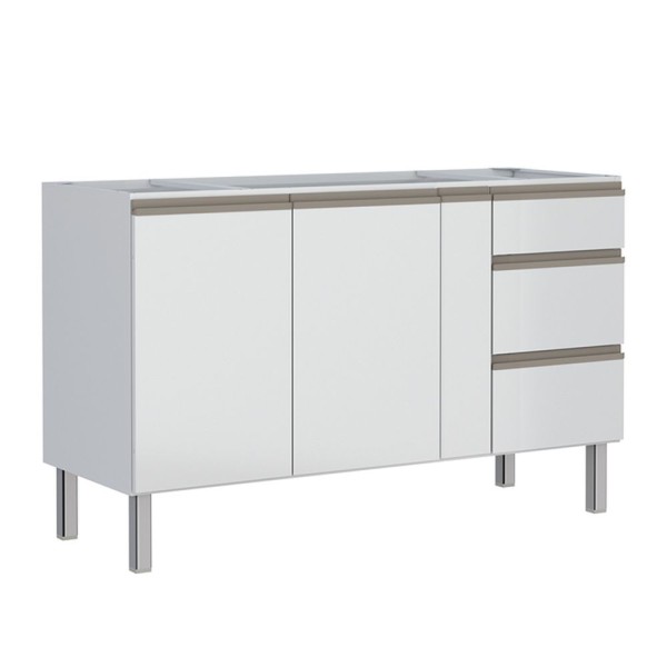 Encontraproduto.com.br - Gabinete com 3 Gavetas para Pia 150 Gaia Branco Cozimax