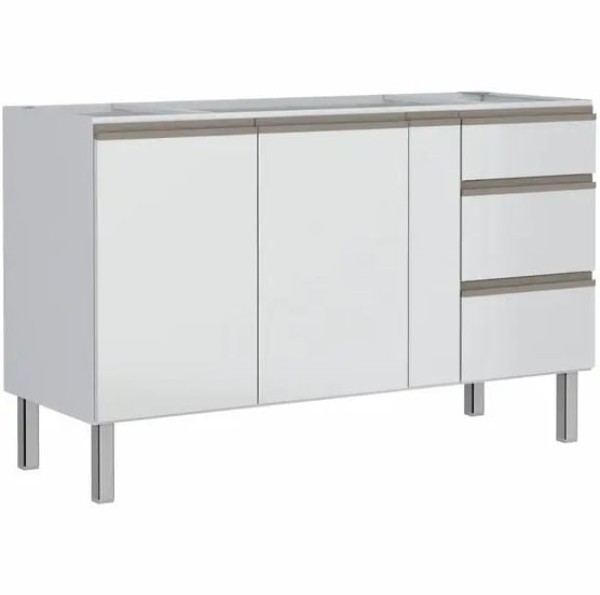 Encontraproduto.com.br - Gabinete com 3 Gavetas para Pia 150 Gaia Branco Cozimax