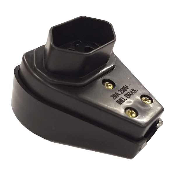 Encontraproduto.com.br - Plugue Fêmea Angular Ilumi 2 Pinos + Terra 20A 250V Preto - 1450