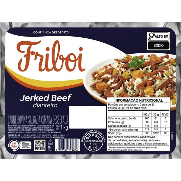 Encontraproduto.com.br - Jerked Beef Friboi Dianteiro Pacote com 1kg