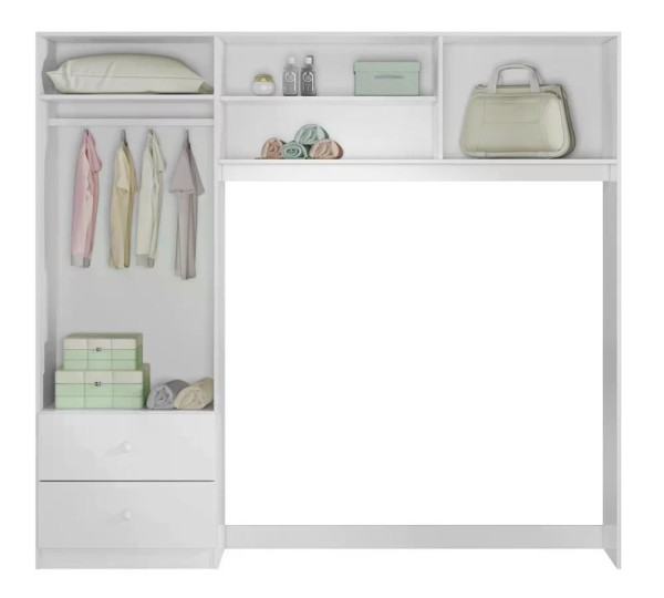 Encontraproduto.com.br - Conjugado Guarda Roupa Com Berço Ternura 9150 Branco Rose Peternella