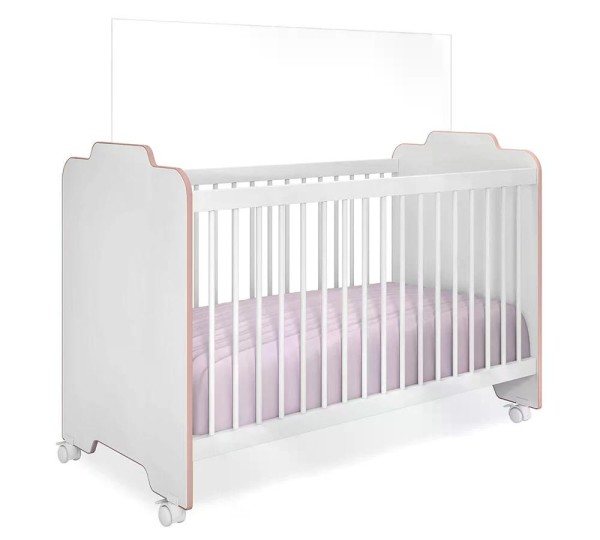 Encontraproduto.com.br - Conjugado Guarda Roupa Com Berço Ternura 9150 Branco Rose Peternella