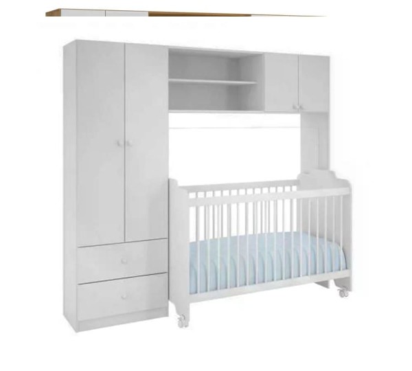 Encontraproduto.com.br - Conjugado Guarda Roupa Com Berço Ternura 9150 Branco Peternella