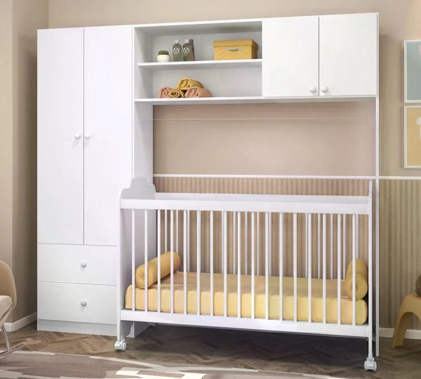 Encontraproduto.com.br - Conjugado Guarda Roupa Com Berço Ternura 9150 Branco Peternella