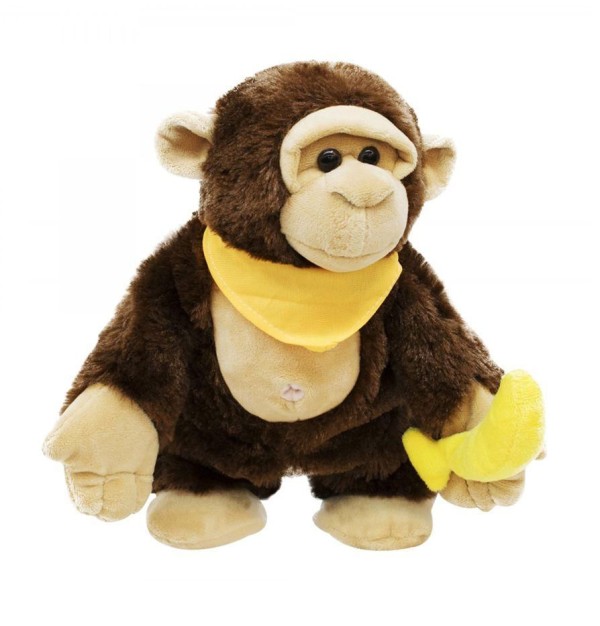 Encontraproduto.com.br - Pelúcia Macaco Com Faixa No Pescoço E Banana Na Mão 29cm
