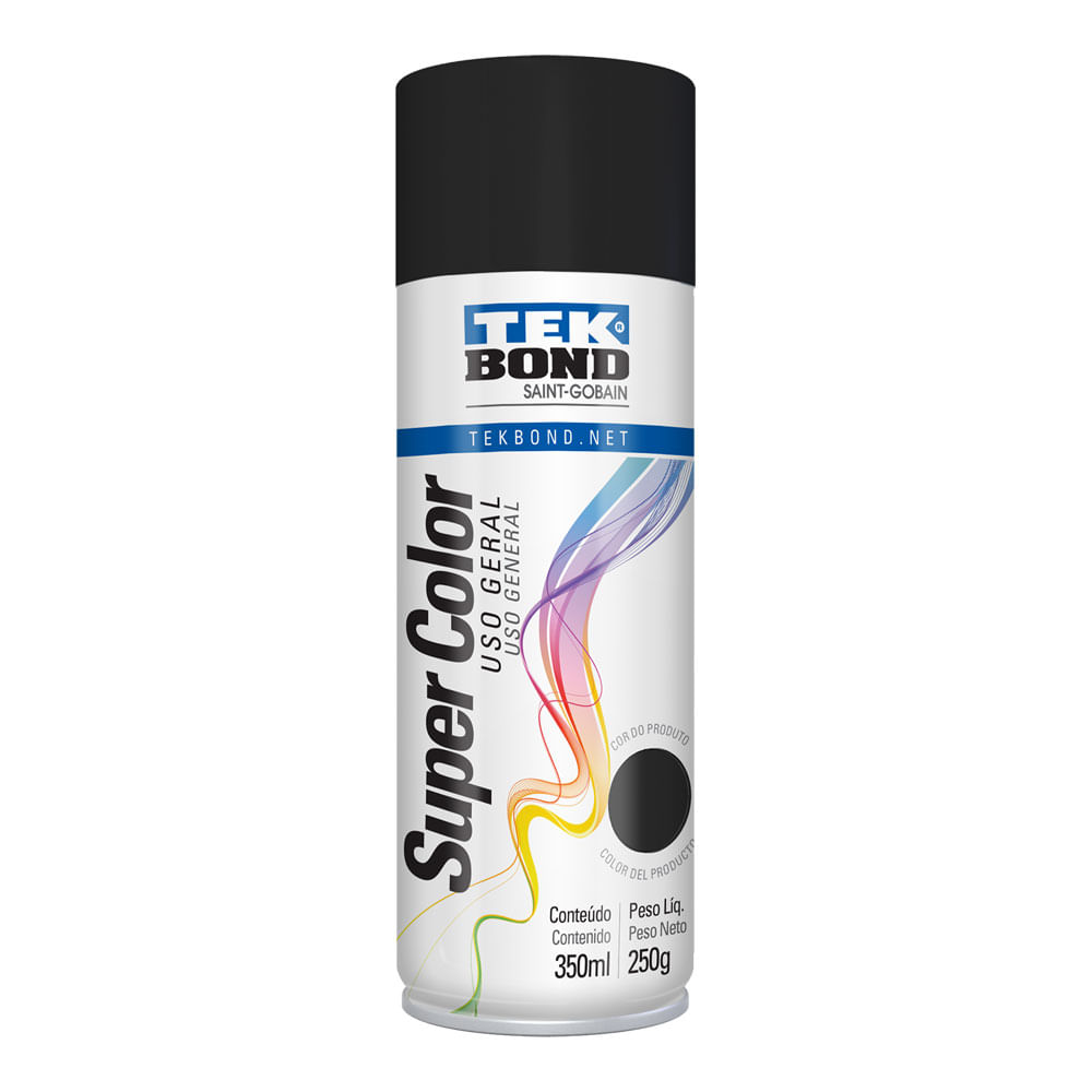 Encontraproduto.com.br - Tinta Aerossol Preto Fosco Uso Geral 350Ml/250G - Tekbond