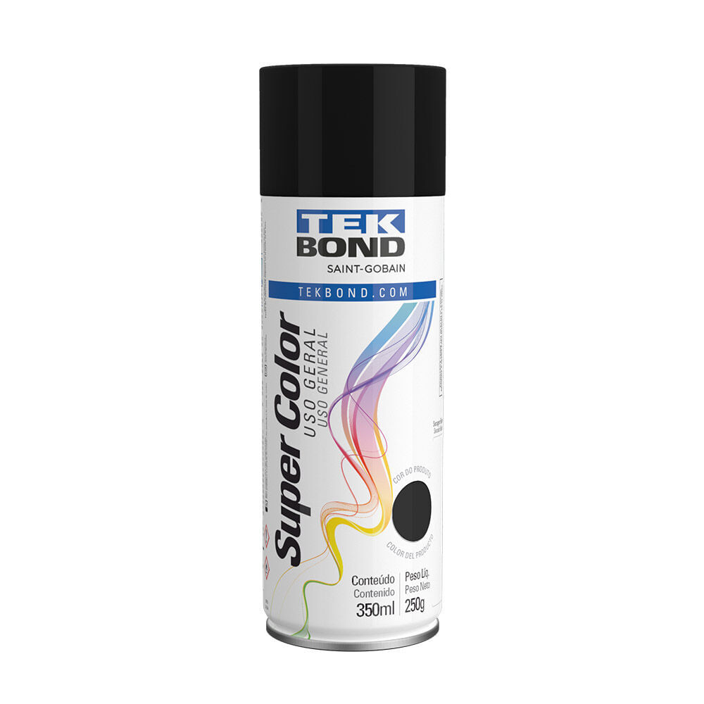 Encontraproduto.com.br - Tinta Aerossol Preto Fosco Uso Geral 350Ml/250G - Tekbond