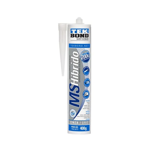 Encontraproduto.com.br - Adesivo MS Híbrido 400g Cinza Tekbond