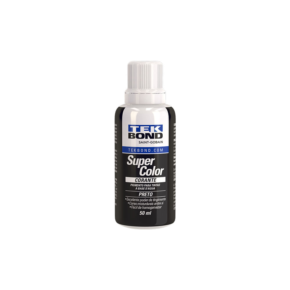 Corante Líquido Super Color 50Ml Preto - Tekbond