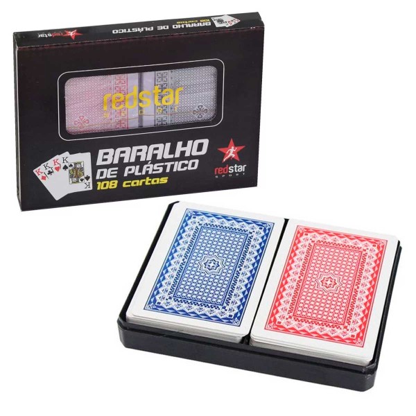 Encontraproduto.com.br - Jogo de Baralho Duplo 108 Cartas em Plástico Redstar
