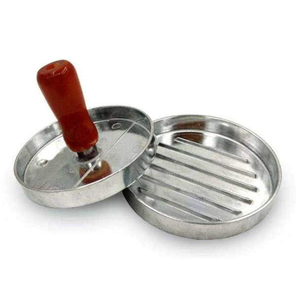 Encontraproduto.com.br - Molde Para Hamburguer Em Metal Com Cabo Em Madeira