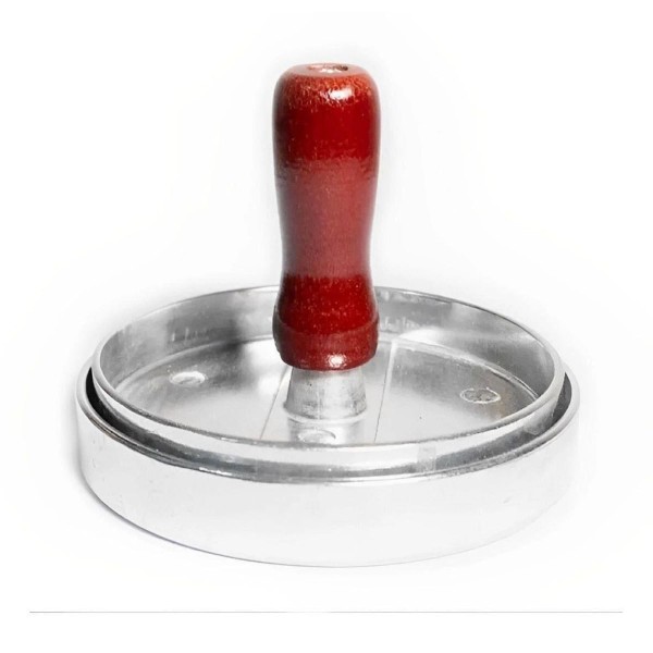 Encontraproduto.com.br - Molde Para Hamburguer Em Metal Com Cabo Em Madeira