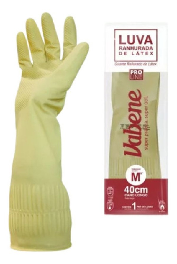 Encontraproduto.com.br - Luva  Vabene Latex Ranhurada Cano Longo Tamanho M