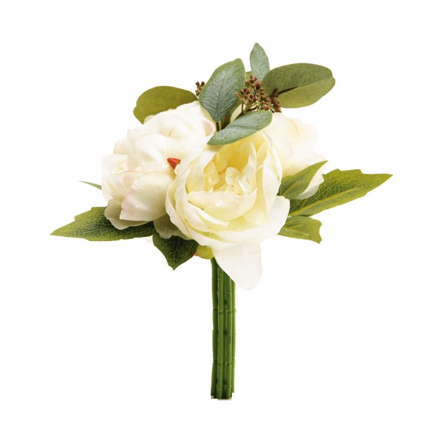 Buque Decorativo De Peonias Bco/vrd 30x18x18cm 1013097