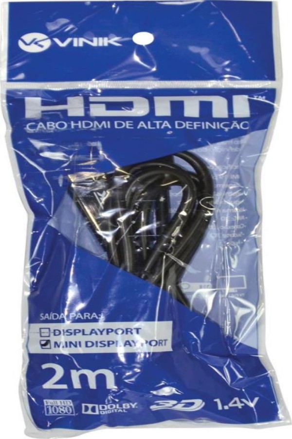 Encontraproduto.com.br - Cabo Mini Displayport 1.1 para HDMI 1.4V 2M - HMDP-2