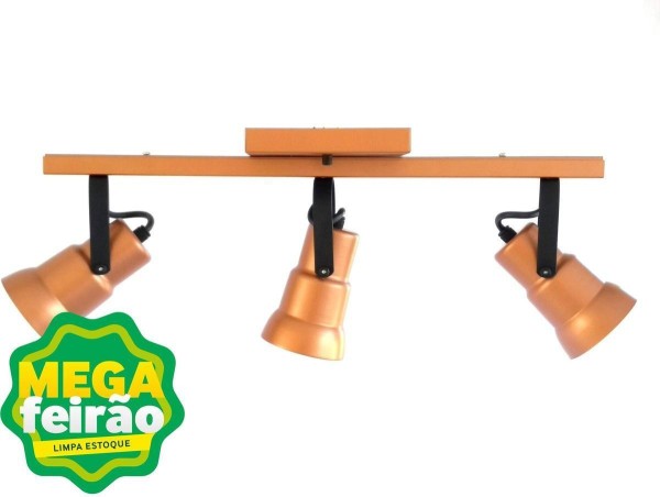 Encontraproduto.com.br - Spot Decorativo Triplo Trilho Emalustres Cobre/Preto