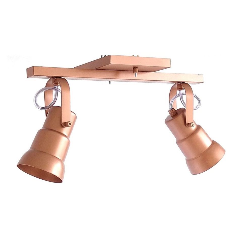 Encontraproduto.com.br - Spot Sobrepor Direcionável 2712 Trilho Com 2 Lâmpadas Canopla Quadrada Emalustres Cobre