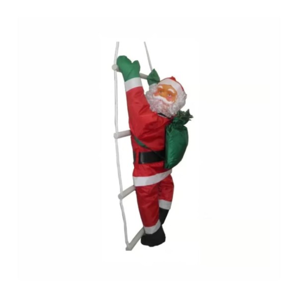 Enfeite Papai Noel De Pano Na Escada 60cm
