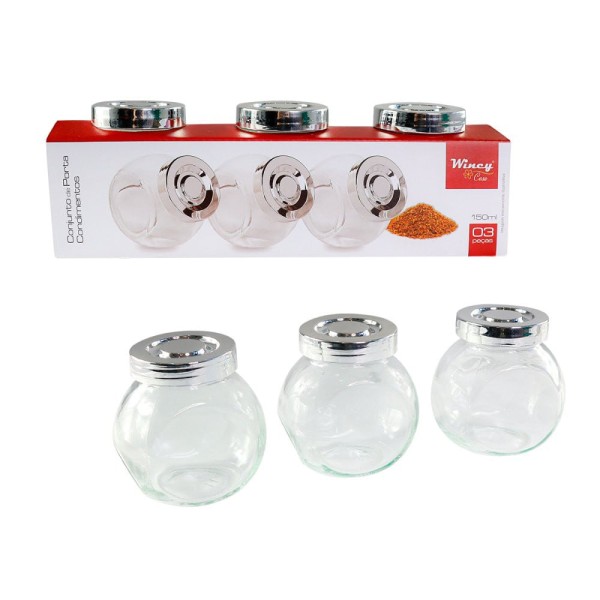 Encontraproduto.com.br - Porta Temperos/Condimentos 3 pçs Wincy