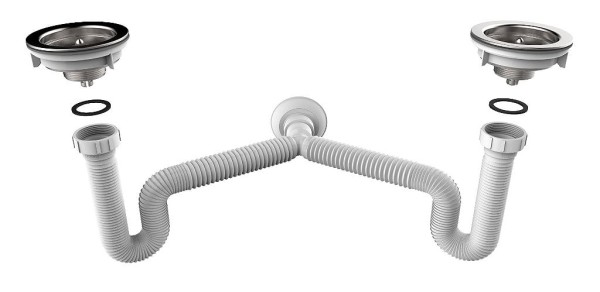 Encontraproduto.com.br - Sifão Tubo Extensivo Duplo Universal Branco 30205 Blukit