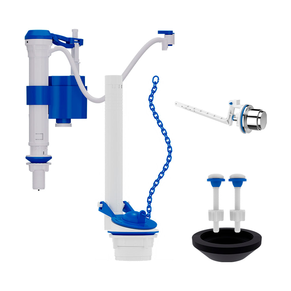 Encontraproduto.com.br - Conjunto Completo para Caixa Acoplada com Acionamento Lateral Cromado