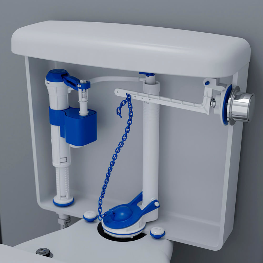 Encontraproduto.com.br - Conjunto Completo para Caixa Acoplada com Acionamento Lateral Cromado