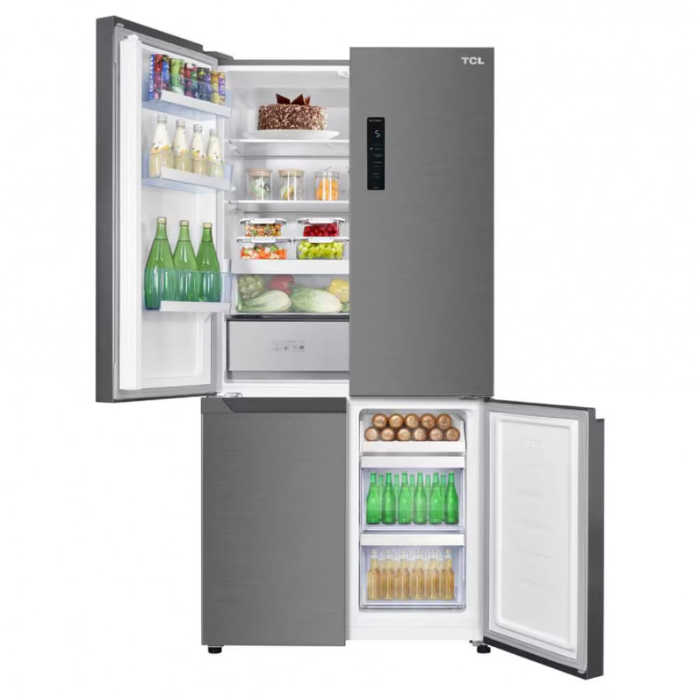Encontraproduto.com.br - Geladeira TCL Multidoor C516CDN Inverter Frost Free Twin Eco Espaço Flex Metal Cooling Painel Digital com 4 Portas Inox - 516L