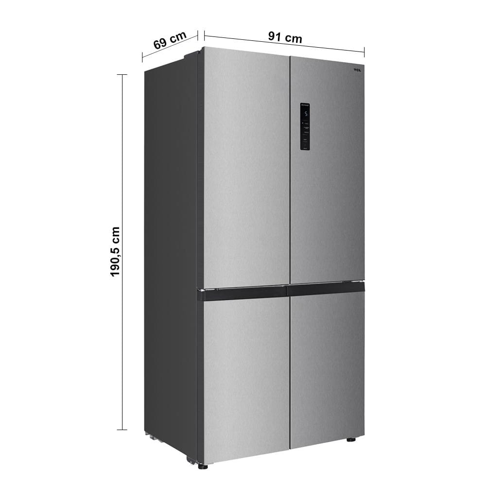 Encontraproduto.com.br - Geladeira TCL Multidoor C516CDN Inverter Frost Free Twin Eco Espaço Flex Metal Cooling Painel Digital com 4 Portas Inox - 516L