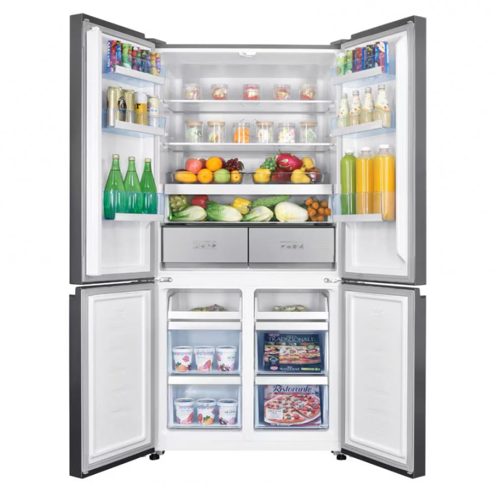 Encontraproduto.com.br - Geladeira TCL Multidoor C516CDN Inverter Frost Free Twin Eco Espaço Flex Metal Cooling Painel Digital com 4 Portas Inox - 516L