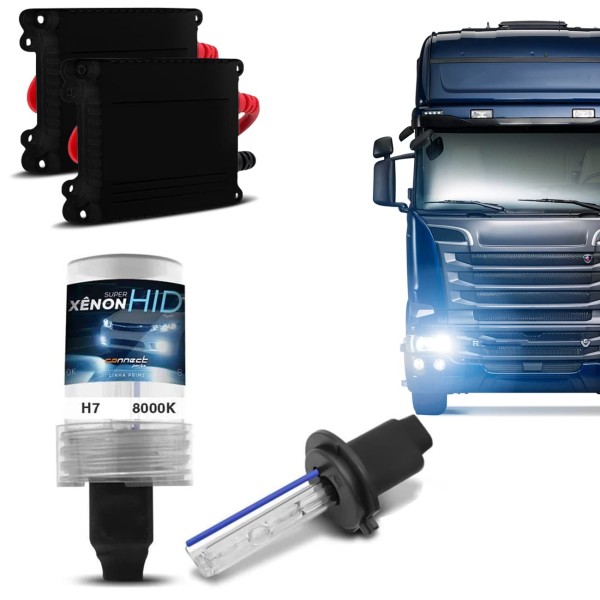 Kit Xênon Completo H7 8000K 24V 35W Azulada Plug and Play