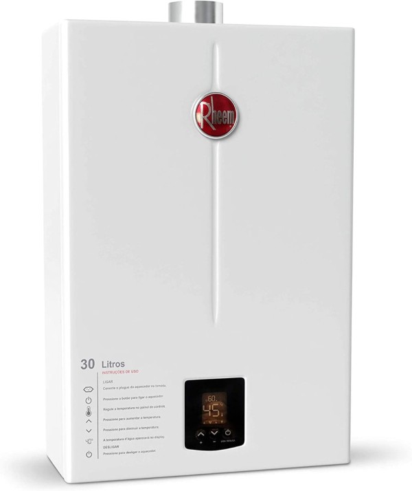 Encontraproduto.com.br - Aquecedor a Gás RB 30L GN Digital Exaustão Forçada Bivolt Rheem