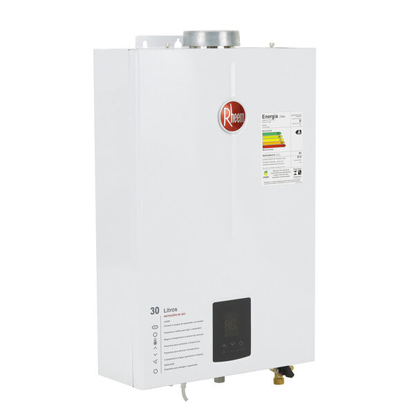 Encontraproduto.com.br - Aquecedor de Água a Gás GLP Digital 30L/min Branco Prestige Rheem