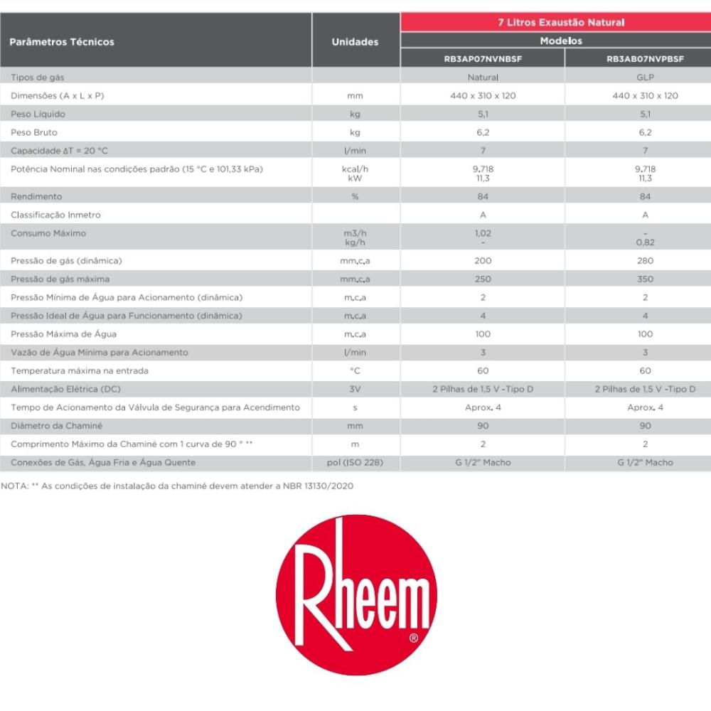 Encontraproduto.com.br - Aquecedor 7 litros mecânico com sensor de Fluxo GN Rheem