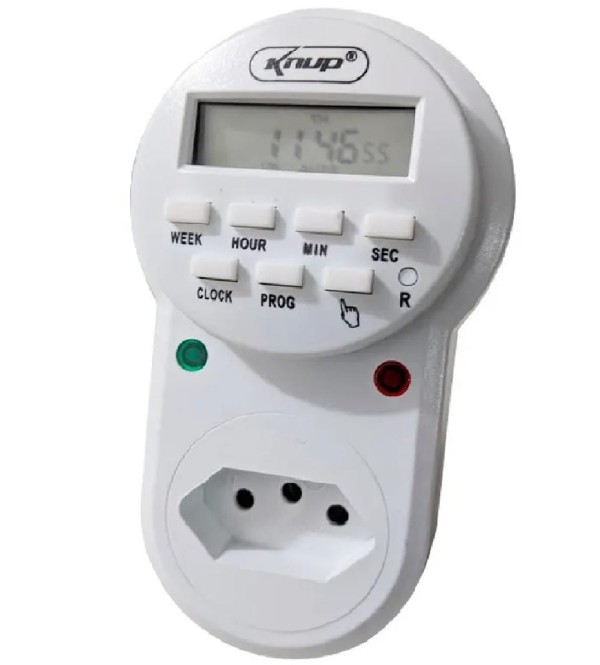 Encontraproduto.com.br - Temporizador Timer Digital Tomada Programável Liga e Desliga - Bivolt