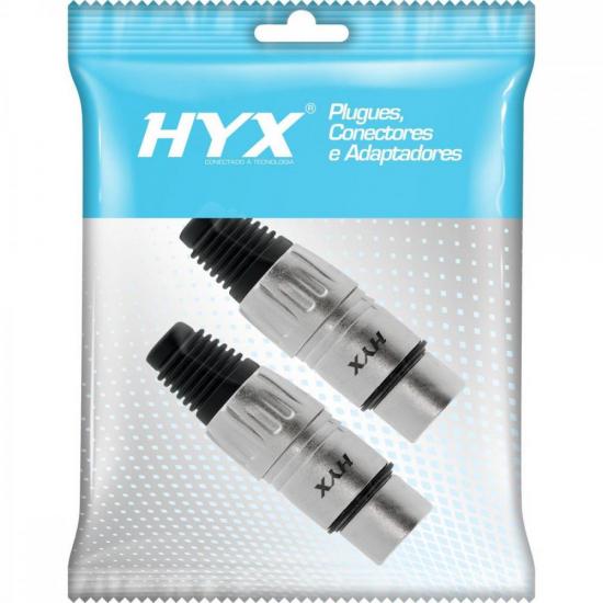 Conector XLR Fêmea 3 Pólos Niquelado HX001F Prata HYXPCT / 2