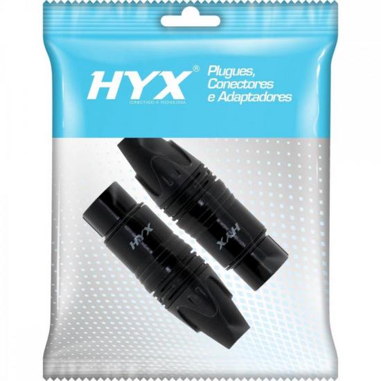 Conector XLR Fêmea 3 Pólos Niquelado HX081F Preto HYXPCT / 2