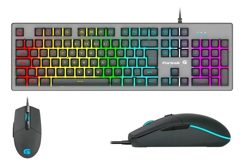 Kit Gamer Fortrek Ranger Rainbow, Teclado ABNT2 e Mouse, LED Rainbow, USB - 70551
